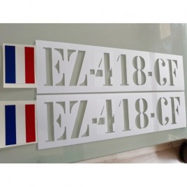 IMMATRICULATION STENCILS WITH FRENCH FLAGS STICKERS